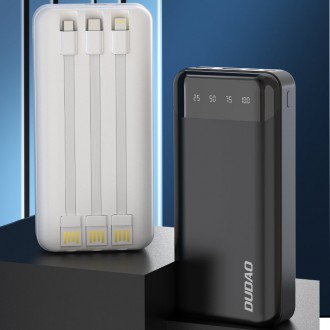 Dudao capacious powerbank with 3 built-in cables 20000mAh USB Type C + micro USB + Lightning white (Dudao K6Pro +)