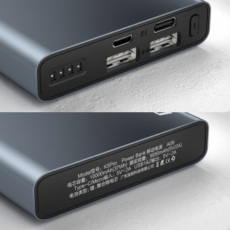 Dudao metal power bank with LED indicator 10000mAh silver (K5Pro)