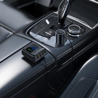 Acefast car charger 90W USB Type C / 3x USB / cigarette lighter socket, PPS, PD3.0, QC3.0, AFC, FCP charging station black (B8 black)