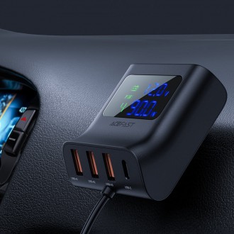Acefast car charger 90W USB Type C / 3x USB / cigarette lighter socket, PPS, PD3.0, QC3.0, AFC, FCP charging station black (B8 black)