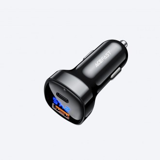 Acefast car charger 66W USB Type C / USB, PPS, Power Delivery, Quick Charge 4.0, AFC, FCP black (B4 black)