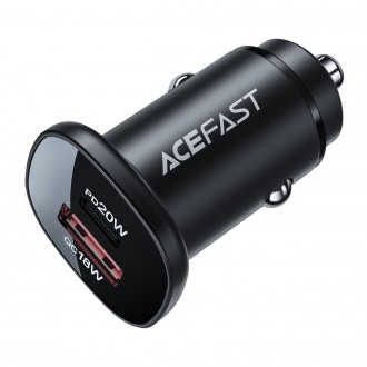 Acefast car charger 38W USB Type C / USB, PPS, Power Delivery, Quick Charge 3.0, AFC, FCP black (B1 black)