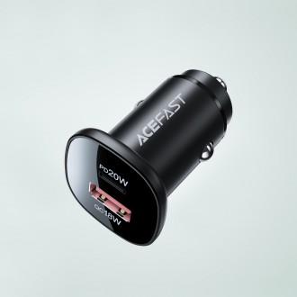Acefast car charger 38W USB Type C / USB, PPS, Power Delivery, Quick Charge 3.0, AFC, FCP black (B1 black)
