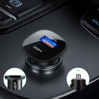 Acefast car charger 38W USB Type C / USB, PPS, Power Delivery, Quick Charge 3.0, AFC, FCP black (B1 black)