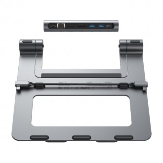 Acefast HUB multifunctional USB Type C laptop stand - 2x USB 3.2 Gen 1 (3.0, 3.1 Gen 1) / TF, SD / HDMI 4K @ 60Hz / RJ45 1Gbps / PD 3.0 100W (20V / 5A