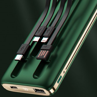 Dudao K4Pro powerbank with built-in cables 10000mAh LED display green