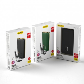 Dudao K4Pro powerbank with built-in cables 10000mAh LED display green