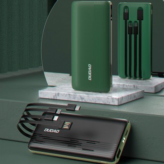 Dudao K4Pro powerbank with built-in cables 10000mAh LED display green