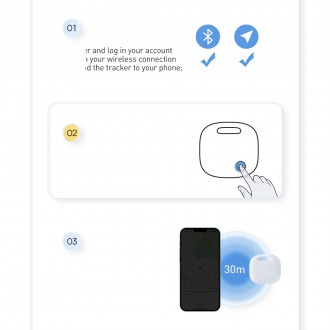 Baseus T2 Pro chytrý GPS tracker na klíče od dětské kabelky bílý (FMTP000002)