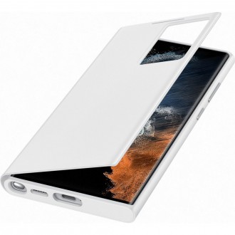 Samsung Smart Clear View Standing Cover Case Antibacterial Samsung Galaxy S22 Ultra Smart Flip Case white (EF-ZS908CWEGEE)