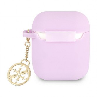 Guess GUA2LSC4EU kryt AirPods fialový/fialový Silicone Charm 4G Collection