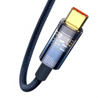 Kabel Baseus Explorer Series Kabel USB – USB Typ C 100W 1m modrý (CATS000203)