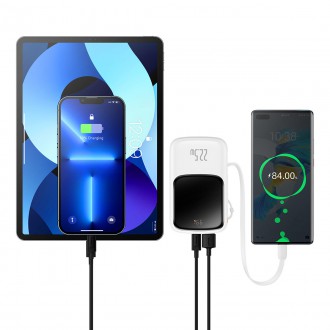 Powerbanka Baseus Qpow 10000mAh vestavěný kabel USB Type-C 22,5W Quick Charge SCP AFC FCP bílá (PPQD020102)