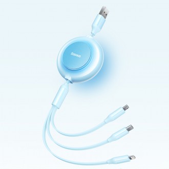 Baseus Bright Mirror 2 kabel 3v1 kabel USB Typ A - micro USB + Lightning + USB Typ C 3,5A 1,1 m modrý (CAMJ010003)