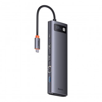 Baseus Metal Gleam multifunkční HUB USB Type C 12in1 HDMI / DP / USB Type C / minijack 3,5 mm / RJ45 / SD (WKWG020213)