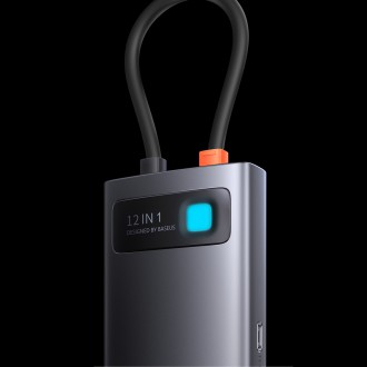 Baseus Metal Gleam multifunkční HUB USB Type C 12in1 HDMI / DP / USB Type C / minijack 3,5 mm / RJ45 / SD (WKWG020213)