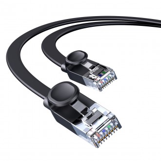 Plochý síťový kabel Baseus Speed Six RJ45 1000Mbps 2m černý (WKJS000101)