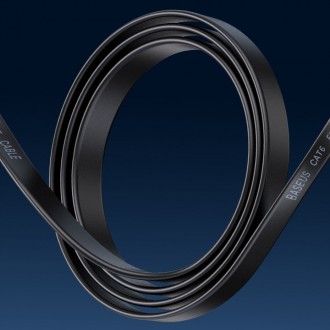 Plochý síťový kabel Baseus Speed Six RJ45 1000Mbps 2m černý (WKJS000101)