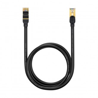 Baseus Speed Seven síťový kabel RJ45 10Gbps 1,5m černý (WKJS010201)