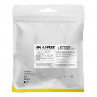 Baseus Speed Seven síťový kabel RJ45 10Gbps 1,5m černý (WKJS010201)
