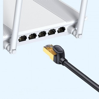 Baseus Speed Seven síťový kabel RJ45 10Gbps 3m černý (WKJS010401)