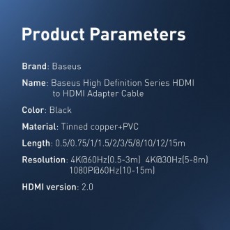 Baseus kabel HDMI 2.0 1,5 m černý (WKGQ030201)