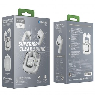 Bezdrátová sluchátka TWS Bluetooth do uší Acefast šedá (moderní šedá T6)