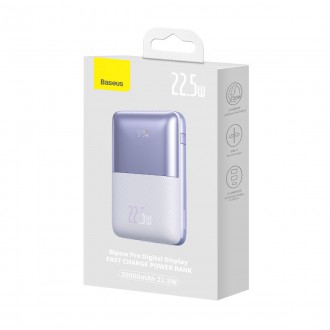 Powerbanka Baseus Bipow Pro 20000mAh 22,5W fialová s kabelem USB typu A - USB typu C 3A 0,3 m (PPBD030005)