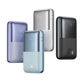 Powerbanka Baseus Bipow Pro 20000mAh 22,5W fialová s kabelem USB typu A - USB typu C 3A 0,3 m (PPBD030005)