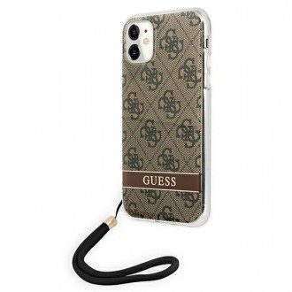 Guess GUOHCN61H4STW iPhone 11 hnědé/hnědé pevné pouzdro 4G Print Strap