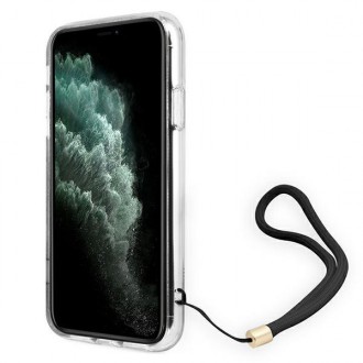 Guess GUOHCN61H4STW iPhone 11 hnědé/hnědé pevné pouzdro 4G Print Strap