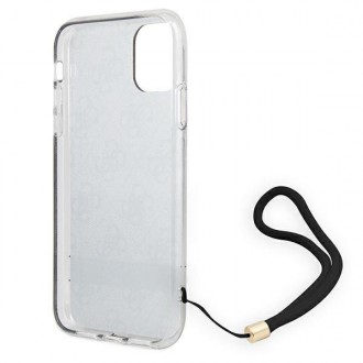 Guess GUOHCN61H4STW iPhone 11 hnědé/hnědé pevné pouzdro 4G Print Strap