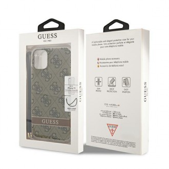 Guess GUOHCN61H4STW iPhone 11 hnědé/hnědé pevné pouzdro 4G Print Strap