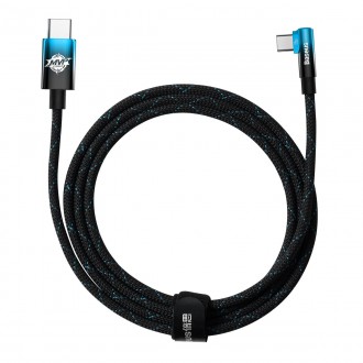Baseus MVP úhlový kabel Napájecí kabel s boční zástrčkou USB Typ C / USB Typ C 2m 100W 5A modrý (CAVP000721)