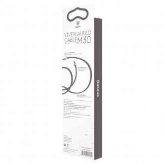 Stereo audio kabel Baseus Yiven M30 AUX 3,5 mm samec mini jack 1,5 m stříbrno-černý (CAM30-CS1)