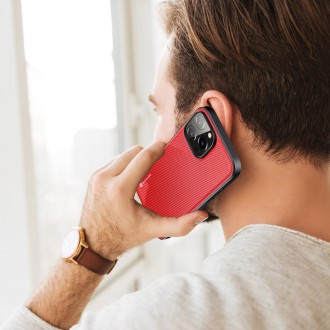 Dux Ducis Fino case and nylon cover for iPhone 14 Pro Max red
