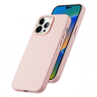 Dux Ducis Grit Leather Case for iPhone 14 Pro Max Elegant Faux Leather Cover (MagSafe Compatible) Pink