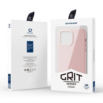 Dux Ducis Grit Leather Case for iPhone 14 Pro Max Elegant Faux Leather Cover (MagSafe Compatible) Pink