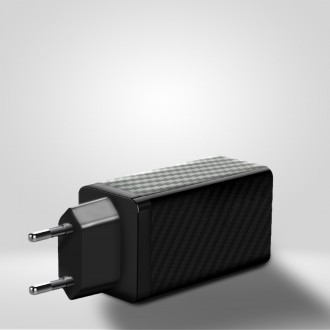 [RETURNED ITEM] Wozinsky 65W GaN charger with USB ports, USB C supports QC 3.0 PD black (WWCG01)