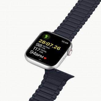 Dux Ducis Strap (Verze Armor) Řemínek pro Apple Watch SE, 8, 7, 6, 5, 4, 3, 2, 1 (41, 40, 38 mm) magnetický silikonový náramek modrý