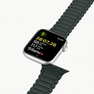 Dux Ducis Strap (Verze Armor) Řemínek pro Apple Watch SE, 8, 7, 6, 5, 4, 3, 2, 1 (41, 40, 38 mm) Magnetický silikonový náramek Zelený