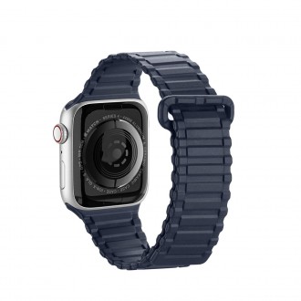 Dux Ducis Strap (Verze Armor) Řemínek pro Apple Watch Ultra, SE, 8, 7, 6, 5, 4, 3, 2, 1 (49, 45, 44, 42 mm) silikonový magnetický náramek modrý