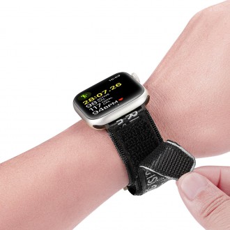 Dux Ducis Strap (venkovní verze) Řemínek pro Apple Watch Ultra, SE, 8, 7, 6, 5, 4, 3, 2, 1 (49, 45, 44, 42 mm) Nylon Band Black Silver náramek