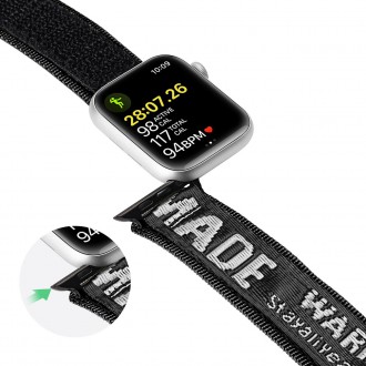 Dux Ducis Strap (venkovní verze) Řemínek pro Apple Watch Ultra, SE, 8, 7, 6, 5, 4, 3, 2, 1 (49, 45, 44, 42 mm) Nylon Band Black Silver náramek