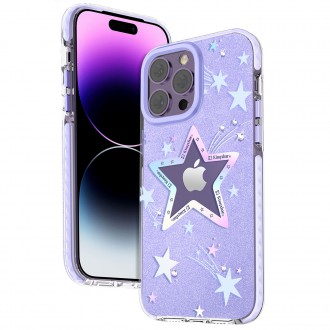 Kingxbar Heart Star Series pro iPhone 14 Pro fialové hvězdicové pouzdro