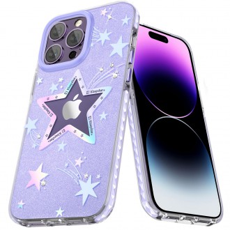 Kingxbar Heart Star Series pro iPhone 14 Plus fialové hvězdicové pouzdro