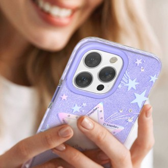 Kingxbar Heart Star Series pro iPhone 14 Plus fialové hvězdicové pouzdro