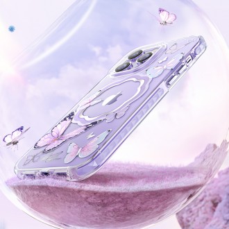 Magnetické pouzdro Kingxbar Butterfly Series pro iPhone 14 Plus MagSafe pouzdro s motýlkově modrou barvou