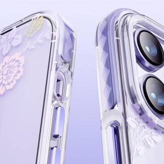 Magnetické pouzdro Kingxbar Flora Series pro iPhone 14 Plus MagSafe zdobené potiskem květů pivoňky