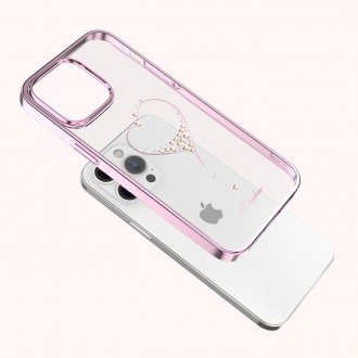 Pouzdro Kingxbar Wish Series pro iPhone 14 zdobené růžovými krystaly